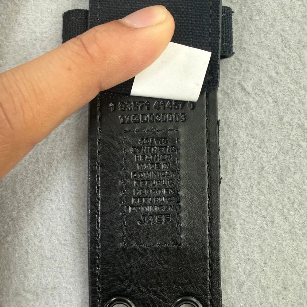 Dickies Belt Mens 44 Black Double Prong Buckle Canvas Leather Workwear Grunge